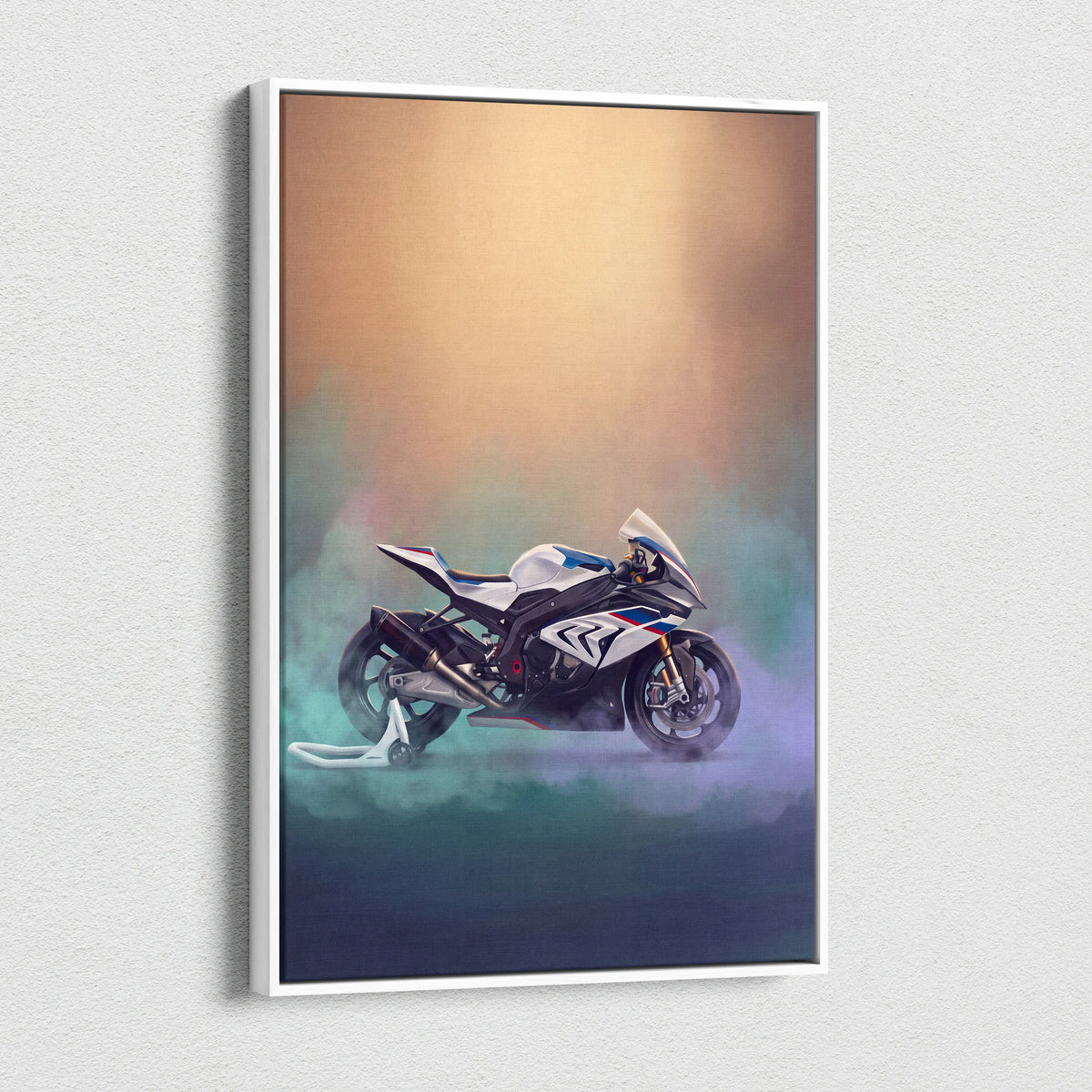BMW S1000RR Inspired Sport Bike Wall Art, M-Power Superbike Print and Garage Decor