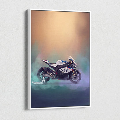 BMW S1000RR Inspired Sport Bike Wall Art, M-Power Superbike Print and Garage Decor