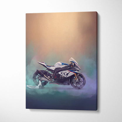 BMW S1000RR Inspired Sport Bike Wall Art, M-Power Superbike Print and Garage Decor