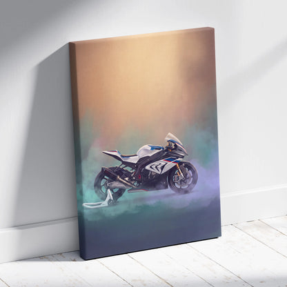 BMW S1000RR Inspired Sport Bike Wall Art, M-Power Superbike Print and Garage Decor