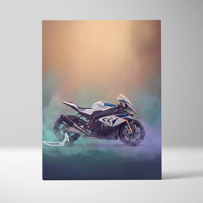 BMW S1000RR Inspired Sport Bike Wall Art, M-Power Superbike Print and Garage Decor