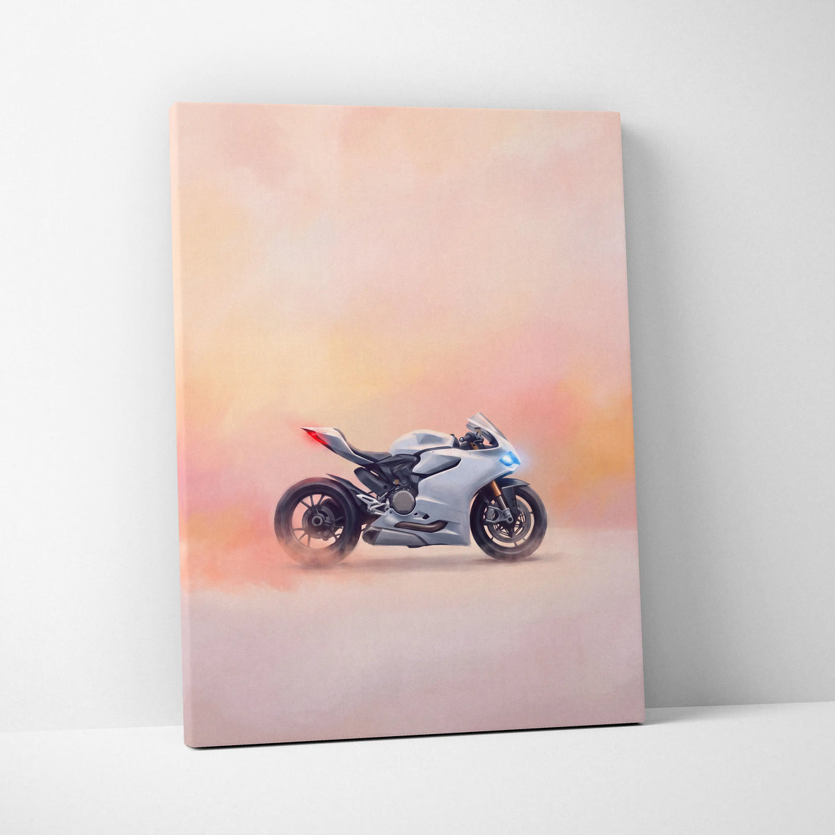 Ducati Panigale Inspired Motorcycle Wall Art, Orange Superbike Print and Track Day Decor