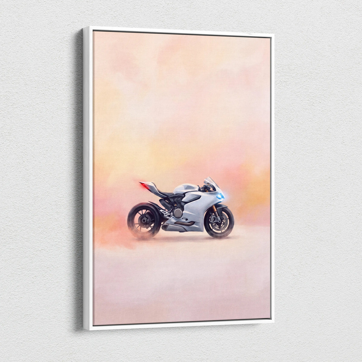 Ducati Panigale Inspired Motorcycle Wall Art, Orange Superbike Print and Track Day Decor