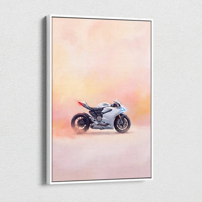 Ducati Panigale Inspired Motorcycle Wall Art, Orange Superbike Print and Track Day Decor