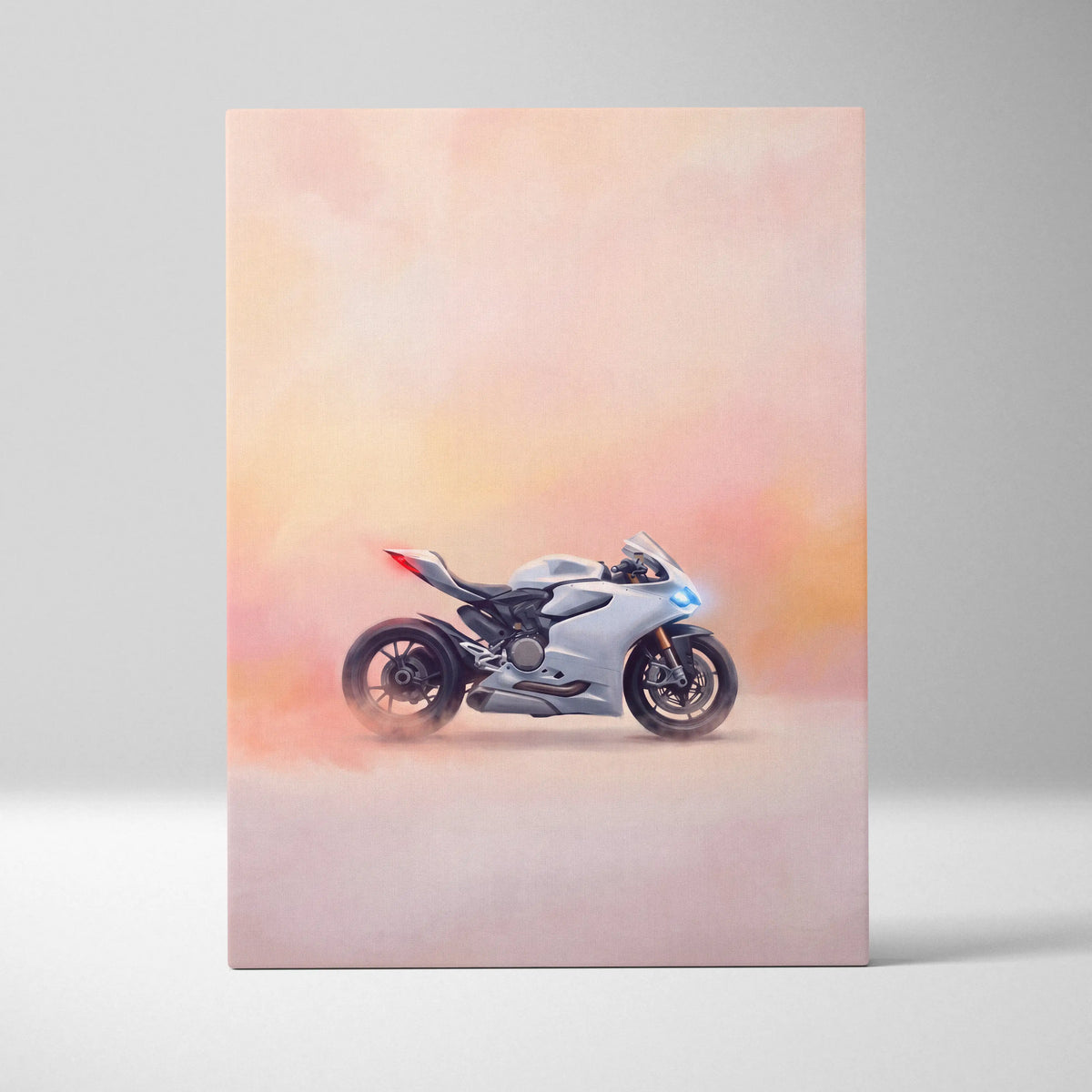 Ducati Panigale Inspired Motorcycle Wall Art, Orange Superbike Print and Track Day Decor