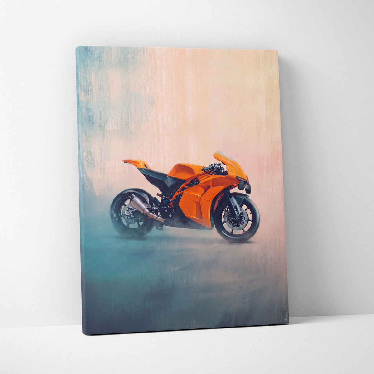 KTM RC 8C Inspired Canvas Art, Neon Track Poster and Modern Garage Decor