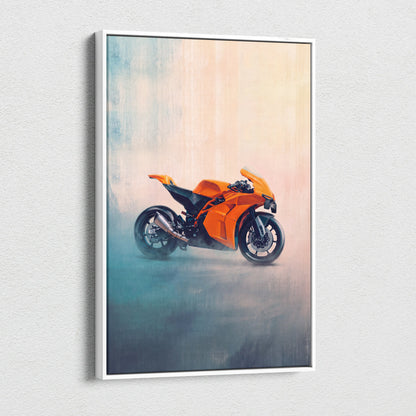KTM RC 8C Inspired Canvas Art, Neon Track Poster and Modern Garage Decor
