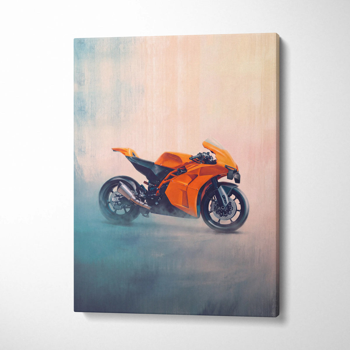 KTM RC 8C Inspired Canvas Art, Neon Track Poster and Modern Garage Decor