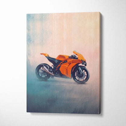 KTM RC 8C Inspired Canvas Art, Neon Track Poster and Modern Garage Decor