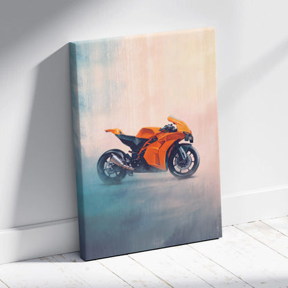 KTM RC 8C Inspired Canvas Art, Neon Track Poster and Modern Garage Decor