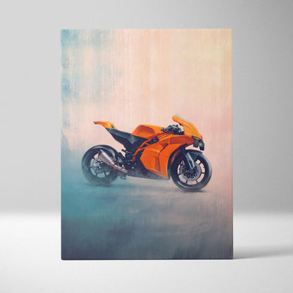 KTM RC 8C Inspired Canvas Art, Neon Track Poster and Modern Garage Decor