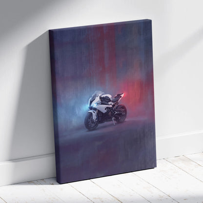 BMW S1000RR Inspired Canvas Art, Superbike Poster and Modern Garage Decor