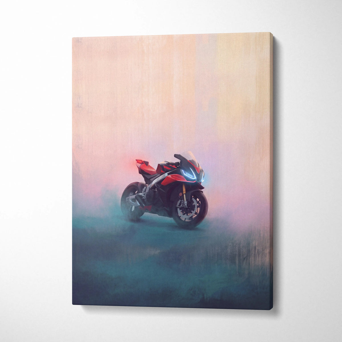 Aprilia RSV4 Inspired Supersport Wall Art, Racing Canvas and Modern Garage Decor