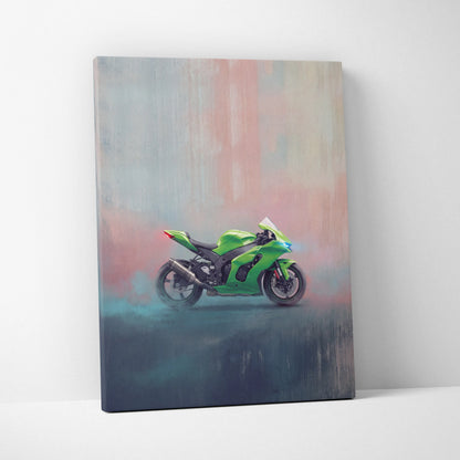Kawasaki Ninja ZX-10RR Inspired Sport Bike Wall Art, Track Weapon Print and Racing Fan Gift