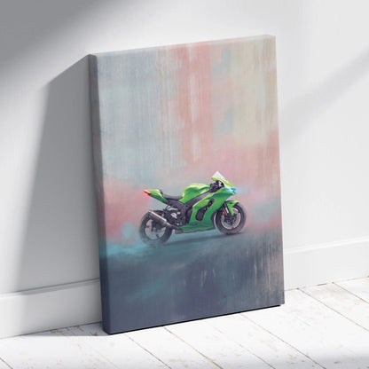 Kawasaki Ninja ZX-10RR Inspired Sport Bike Wall Art, Track Weapon Print and Racing Fan Gift
