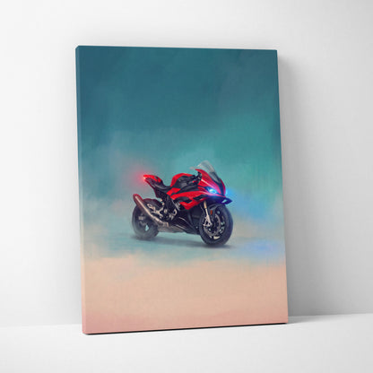 BMW S1000RR Inspired Sport Bike Wall Art, Racing Print and Cool Bike Decor