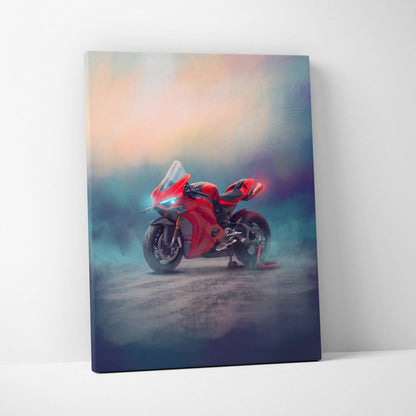 Ducati Panigale V4S Inspired Motorcycle Wall Art, Italian Superbike Print and Track Day Gift