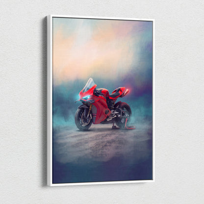 Ducati Panigale V4S Inspired Motorcycle Wall Art, Italian Superbike Print and Track Day Gift