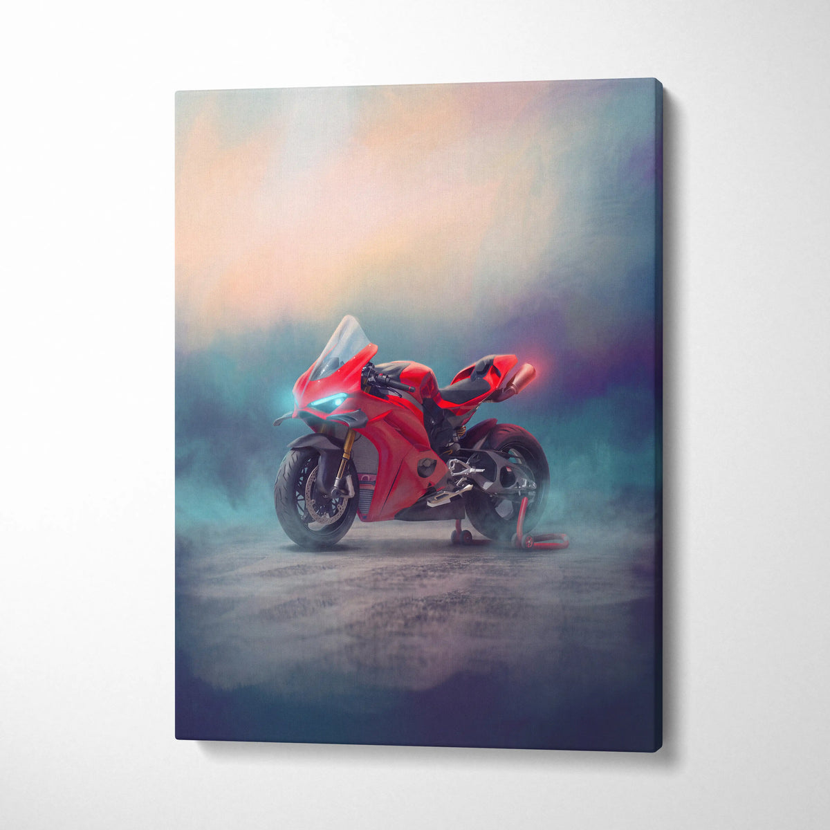 Ducati Panigale V4S Inspired Motorcycle Wall Art, Italian Superbike Print and Track Day Gift