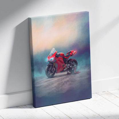 Ducati Panigale V4S Inspired Motorcycle Wall Art, Italian Superbike Print and Track Day Gift