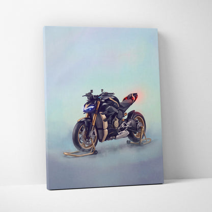 Black and gold ducati streetfighter v4 inspired motorcycle painting on canvas luxury garage decor poster