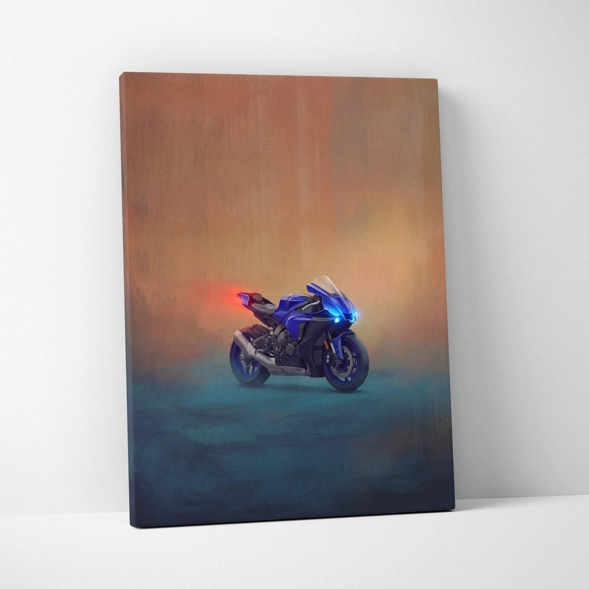 Yamaha R1 Inspired Sport Bike Wall Art, Superbike Poster and Rider Gift