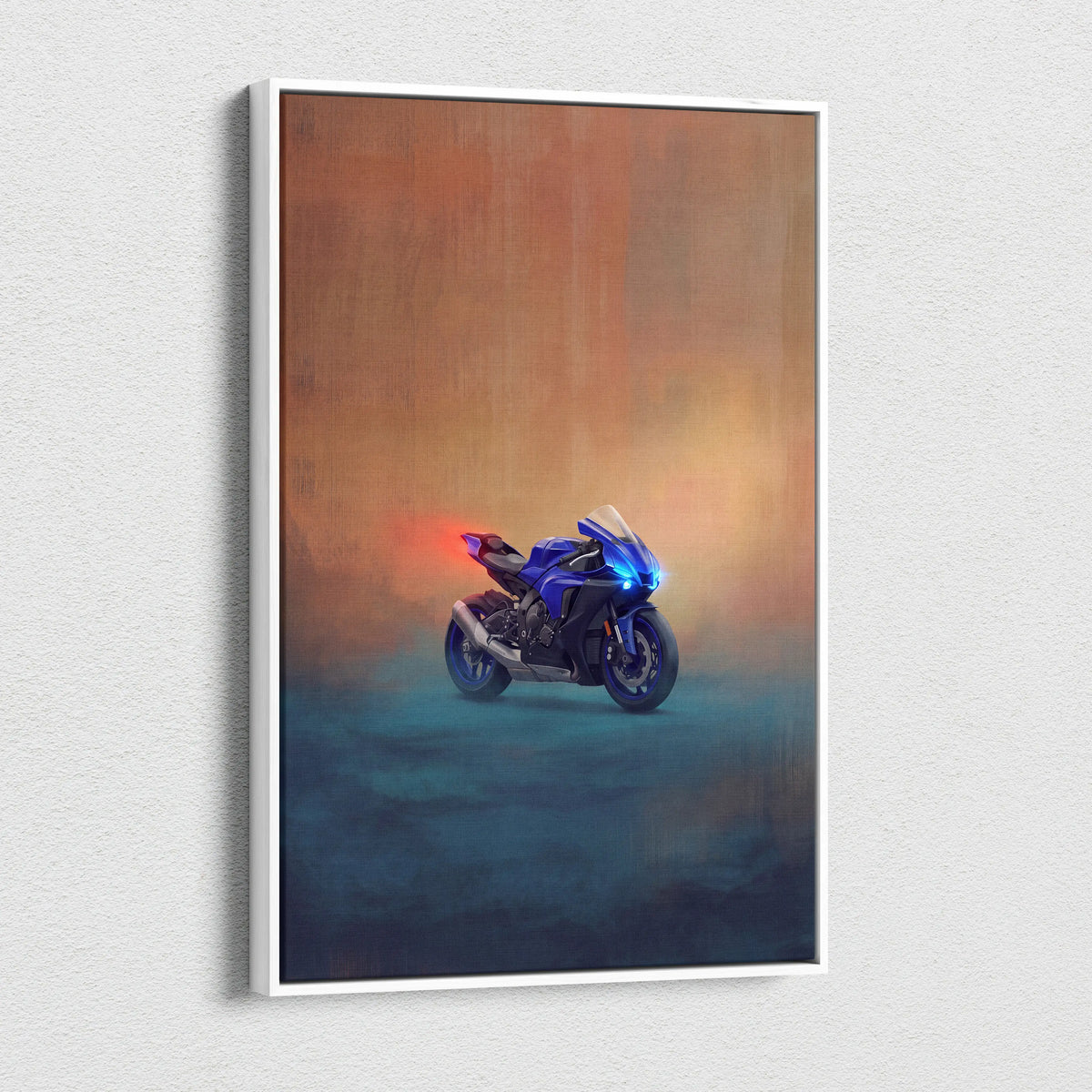 Yamaha R1 Inspired Sport Bike Wall Art, Superbike Poster and Rider Gift
