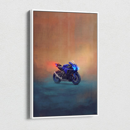 Yamaha R1 Inspired Sport Bike Wall Art, Superbike Poster and Rider Gift