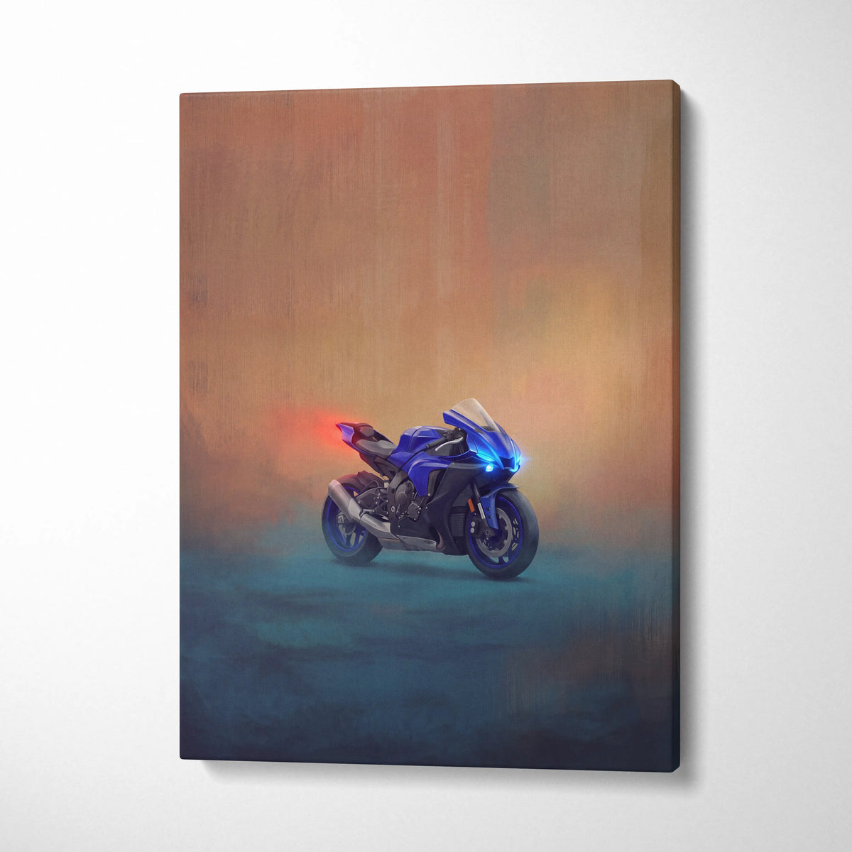 Yamaha R1 Inspired Sport Bike Wall Art, Superbike Poster and Rider Gift