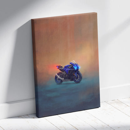 Yamaha R1 Inspired Sport Bike Wall Art, Superbike Poster and Rider Gift