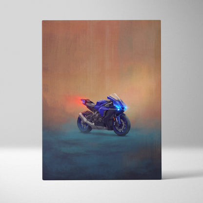 Yamaha R1 Inspired Sport Bike Wall Art, Superbike Poster and Rider Gift