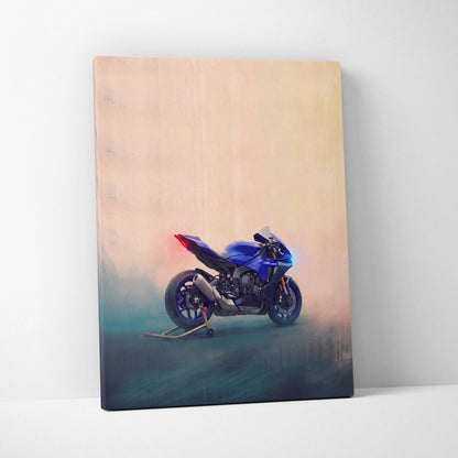 Yamaha YZF-R1 Inspired Motorcycle Wall Art, Track Weapon Canvas and Cool Bike Decor