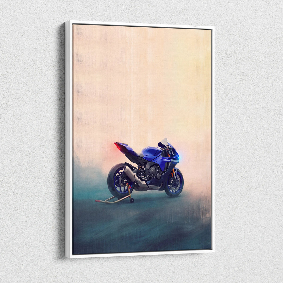 Yamaha YZF-R1 Inspired Motorcycle Wall Art, Track Weapon Canvas and Cool Bike Decor