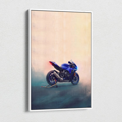 Yamaha YZF-R1 Inspired Motorcycle Wall Art, Track Weapon Canvas and Cool Bike Decor