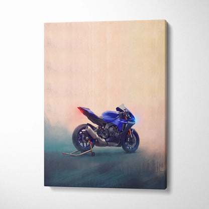 Yamaha YZF-R1 Inspired Motorcycle Wall Art, Track Weapon Canvas and Cool Bike Decor