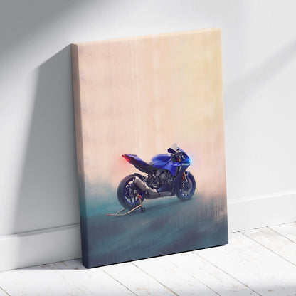 Yamaha YZF-R1 Inspired Motorcycle Wall Art, Track Weapon Canvas and Cool Bike Decor