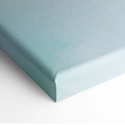 A soft teal canvas print with a textured woven surface and rounded edges inspired by bmw m1000rr motorcycle decor