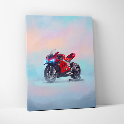 Ducati Superleggera V4 Inspired Canvas Art, Carbon Supersport Wall Art & Superbike Print