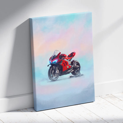 Ducati Superleggera V4 Inspired Canvas Art, Carbon Supersport Wall Art & Superbike Print