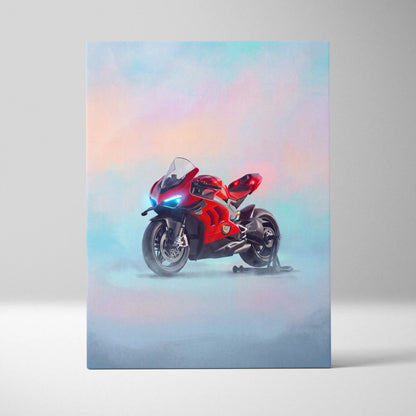 Ducati Superleggera V4 Inspired Canvas Art, Carbon Supersport Wall Art & Superbike Print