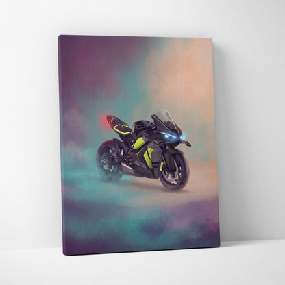 Ducati Panigale V4 Lamborghini Inspired Sport Bike Wall Art, Track Racing Canvas Art & Garage Decor