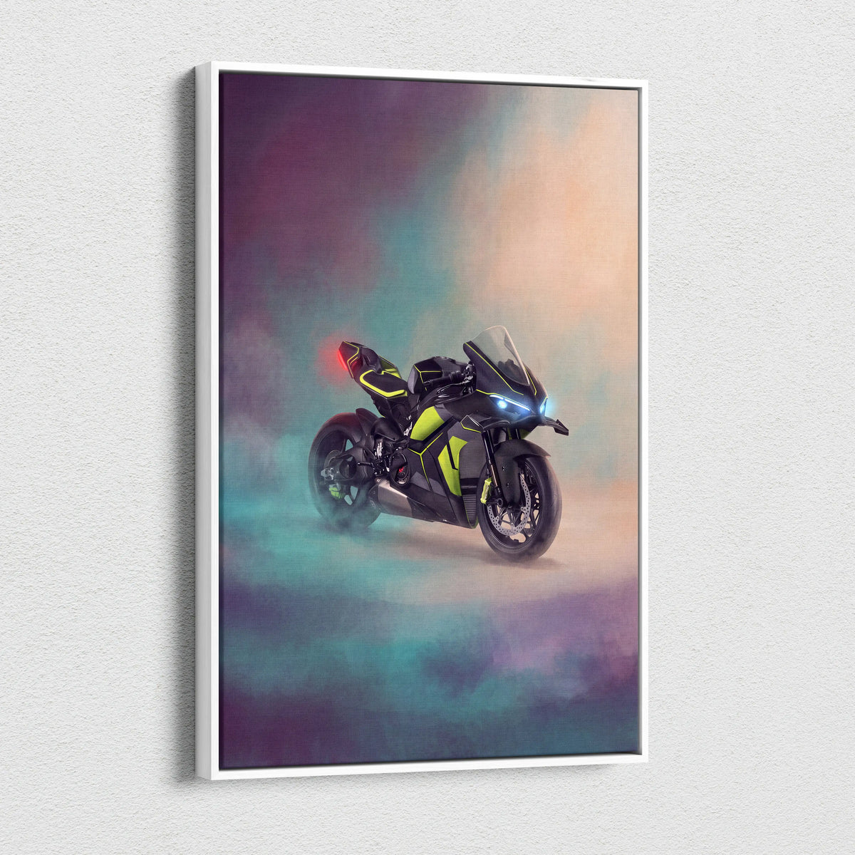 Ducati Panigale V4 Lamborghini Inspired Sport Bike Wall Art, Track Racing Canvas Art & Garage Decor
