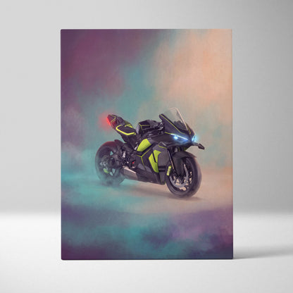 Ducati Panigale V4 Lamborghini Inspired Sport Bike Wall Art, Track Racing Canvas Art & Garage Decor