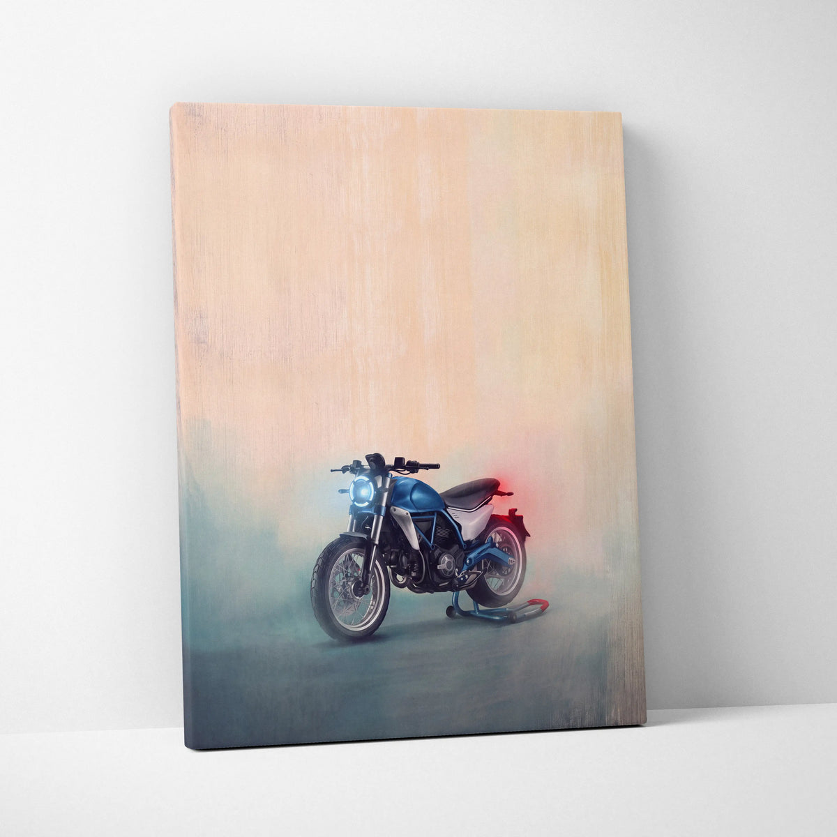 Ducati Monster Inspired Naked Motorcycle Wall Art, Cafe Racer Canvas Print & Street Roadster Decor