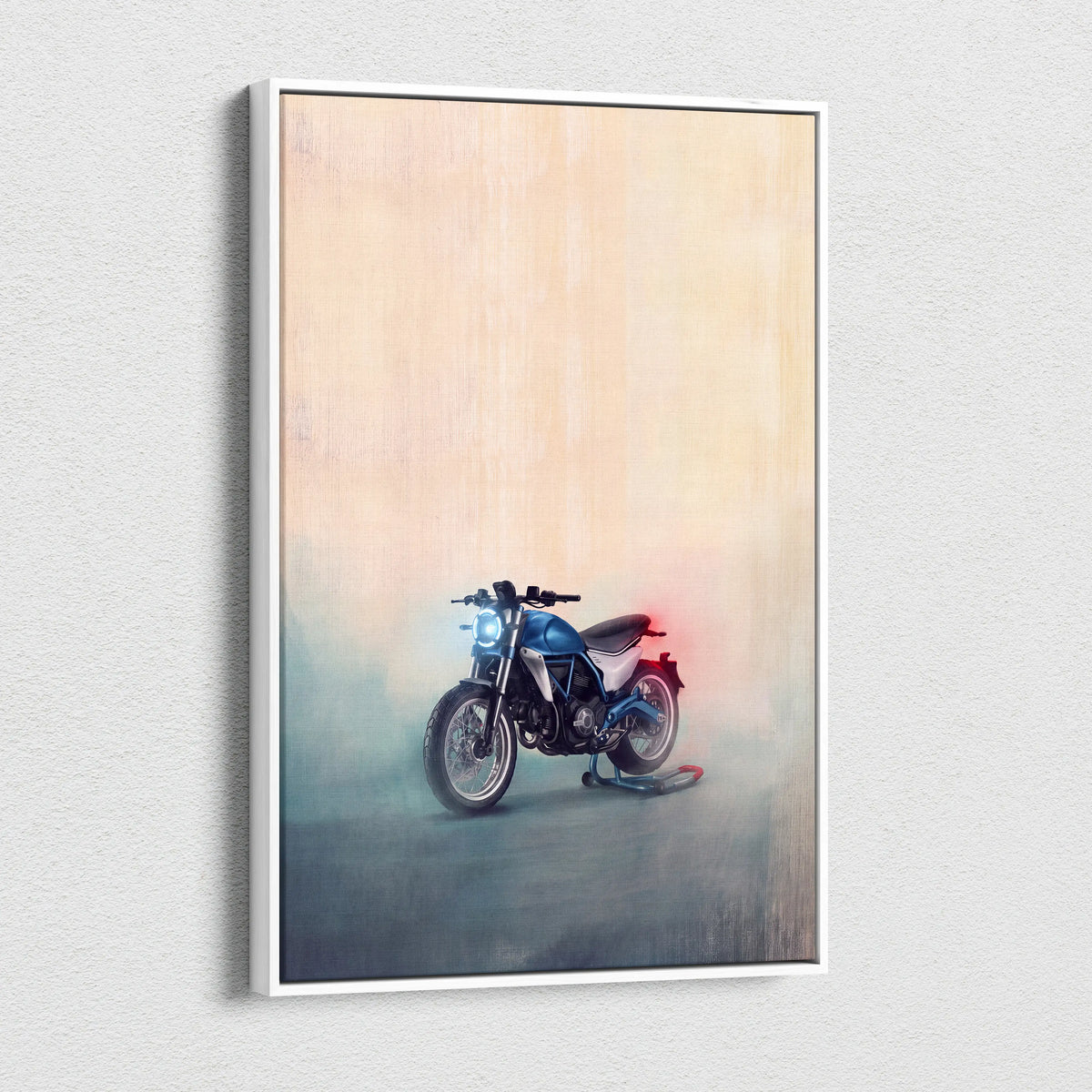 Ducati Monster Inspired Naked Motorcycle Wall Art, Cafe Racer Canvas Print & Street Roadster Decor