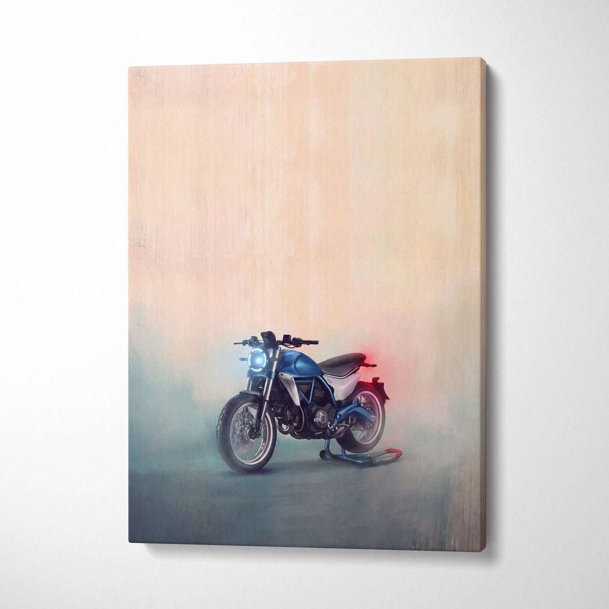 Ducati Monster Inspired Naked Motorcycle Wall Art, Cafe Racer Canvas Print & Street Roadster Decor