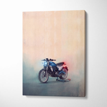 Ducati Monster Inspired Naked Motorcycle Wall Art, Cafe Racer Canvas Print & Street Roadster Decor