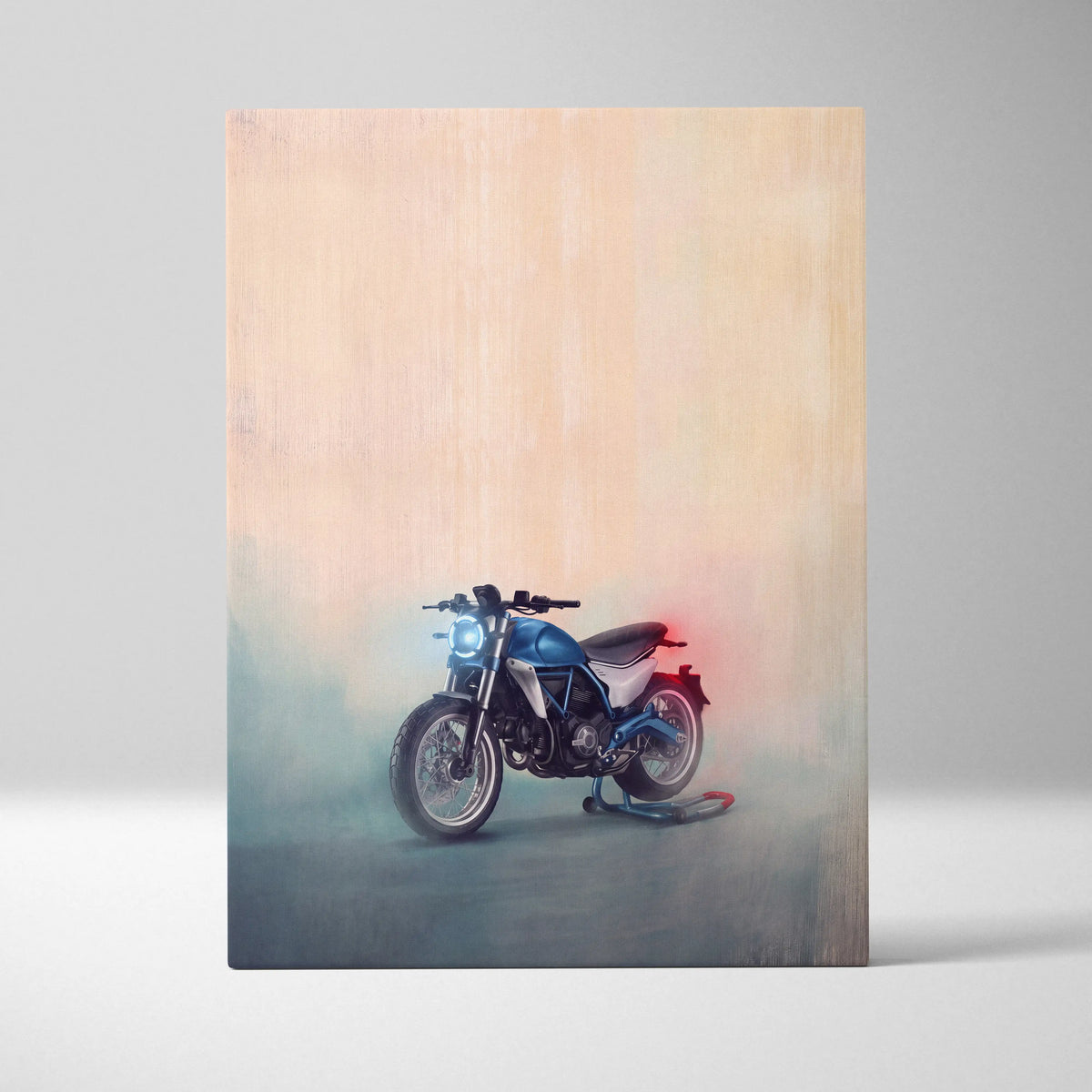Ducati Monster Inspired Naked Motorcycle Wall Art, Cafe Racer Canvas Print & Street Roadster Decor