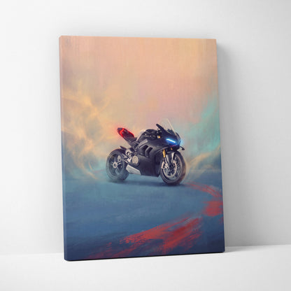Ducati Panigale V4SP Inspired Sport Bike Wall Art, Supersport Canvas Print & Garage Decor