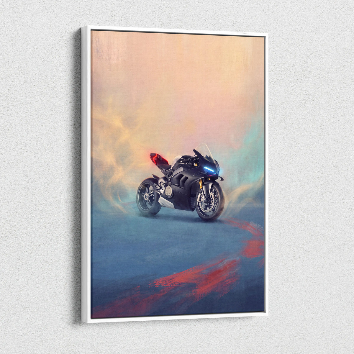 Ducati Panigale V4SP Inspired Sport Bike Wall Art, Supersport Canvas Print & Garage Decor